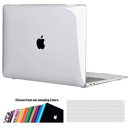 iNeseon Funda para 2020/2019/2018 MacBook Air 13 Retina, Protectora Rígida Carcasa y Cubierta del Teclado para MacBook Air 13 Pulgadas (Modelo A2179/A1932) con Touch ID, Cristal Claro