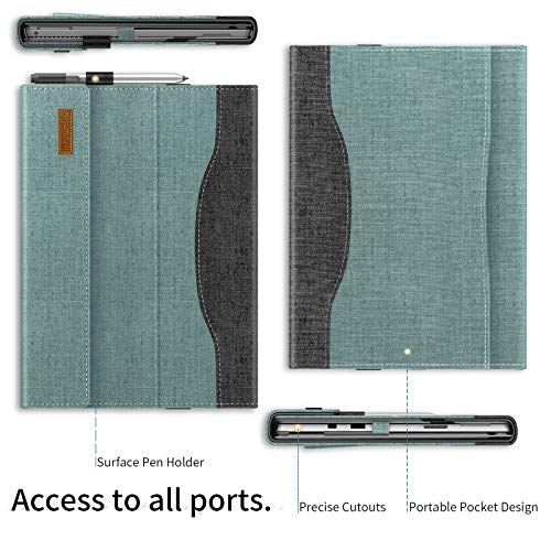 INFILAND Funda para Microsoft Surface Pro 7(2019)/ Surface Pro 6(2018)/ Surface Pro 5(2017)/ Surface Pro 4, PU Cuero Soporte Frontal Case,Menta Verde