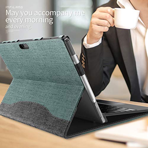 INFILAND Funda para Microsoft Surface Pro 7(2019)/ Surface Pro 6(2018)/ Surface Pro 5(2017)/ Surface Pro 4, PU Cuero Soporte Frontal Case,Menta Verde