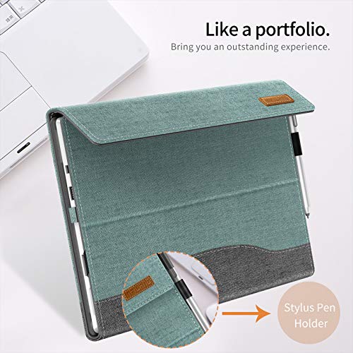 INFILAND Funda para Microsoft Surface Pro 7(2019)/ Surface Pro 6(2018)/ Surface Pro 5(2017)/ Surface Pro 4, PU Cuero Soporte Frontal Case,Menta Verde