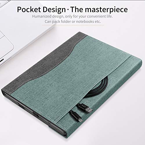 INFILAND Funda para Microsoft Surface Pro 7(2019)/ Surface Pro 6(2018)/ Surface Pro 5(2017)/ Surface Pro 4, PU Cuero Soporte Frontal Case,Menta Verde