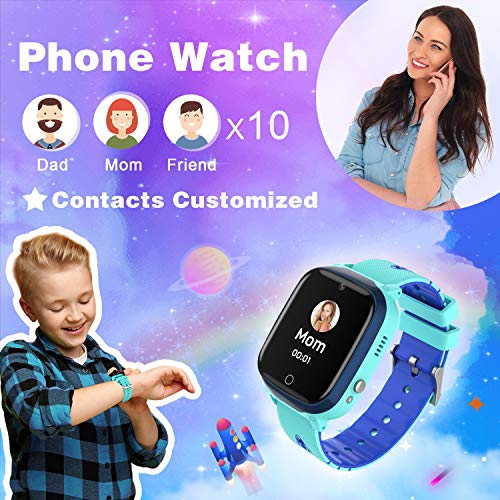 INIUPO Reloj Inteligente para niños niñas Reloj del teléfono Ver con cámara de Juego de música para Regalos de cumpleaños para niños (Azul)