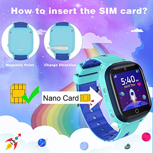 INIUPO Reloj Inteligente para niños niñas Reloj del teléfono Ver con cámara de Juego de música para Regalos de cumpleaños para niños (Azul)