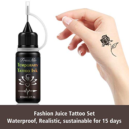 Ink Tattoo, Tintas Para Tatuar, Tinta Para Tatuajes Temporal, Tinta/gel a Base De Fruta De Jagua,natural Y De Larga Duración, 2 Etiquetas Engomadas Del Tatuaje