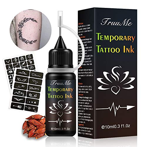 Ink Tattoo, Tintas Para Tatuar, Tinta Para Tatuajes Temporal, Tinta/gel a Base De Fruta De Jagua,natural Y De Larga Duración, 2 Etiquetas Engomadas Del Tatuaje