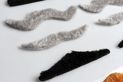 InnoBase Bigotes Falsos Autoadhesivos Disfraz Bigotes Postizos Disfraz de Halloween Carnaval Cosplay Rizado Partido Mascarada Photo Booth Atrezzo Traje de Fiesta Rendimiento(41pcs)