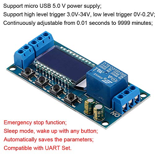 Innovateking-EU Time Delay Relay 12V 5V Módulo de relé USB 6-30V Interruptor de Control del Temporizador de Ciclo de Apagado y Apagado de la Placa del Controlador con Pantalla LCD
