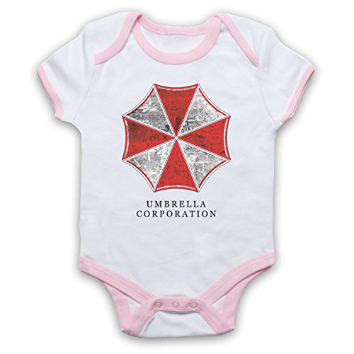 Inspirado por Resident Evil Umbrella Corp Logo No Oficial Bebé Body, Blanco & Rosa Claro, 3-6 Meses