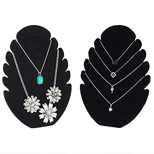 Integrity.1 Exhibición de Collar, Soportes de Cadena de Terciopelo, Exhibición de Collar de Terciopelo Negro, con 5 Muescas, para Pulseras, Collares, Almacenamiento de Joyas Colgantes