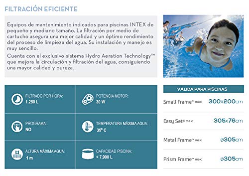 Intex 28602 - Depuradora cartucho tipo H Krystal Clear 1.250 litros/hora