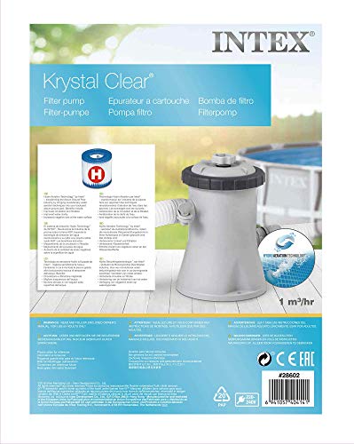 Intex 28602 - Depuradora cartucho tipo H Krystal Clear 1.250 litros/hora