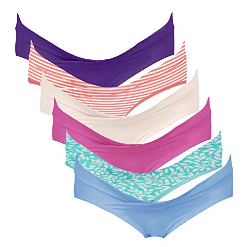 Intimate Portal Mujer Algodón Bajo el Vientre de Braguitas de Bikini Premamá Azul Morado Naranja Verde Crema Rojo (PK de 6) XL