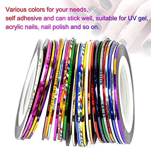 INTVN Linea de uñas Uña Artículos de Arte Calcomanías Línea de Bricolaje Decoración de Cinta de Uñas Artesanal 30 Rollos