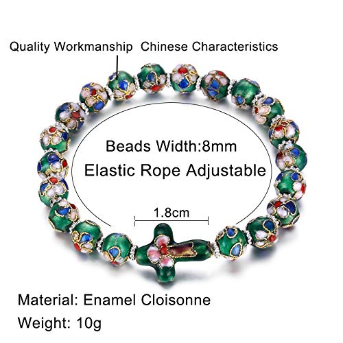 Inveroo Religious Cross Esmalte Cuentas Pulsera Encantos Cuentas Pulseras Pulseras para Las Mujeres Clásicas China Etnia Cloisonne Joyería Bijoux