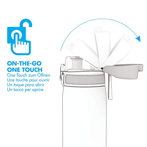 Ion8 Botella Agua Niños Sin Fugas, Sin BPA, Monos, Gris