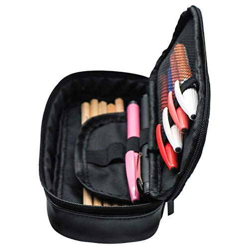 IOPLK Estuche para lápices de escuela de moda, Azulejo Mega Patchwork Patrón Azulejos portugueses Pared Talavera Color marroquí Azul Naranja Estuche para bolígrafo abstracto Bolsa de papelería de ofic