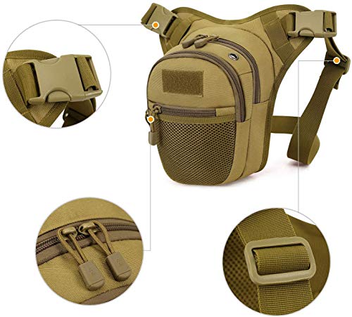 IQQI Riñonera Táctica, Riñonera con Pierna Caída, Riñonera Militar para Muslo, Riñonera, Bolsa De Herramientas MOLLE para Senderismo, Senderismo, Ciclismo, Escalada,Negro