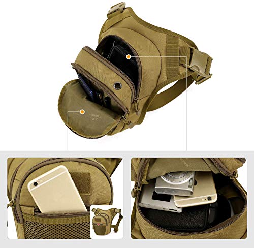 IQQI Riñonera Táctica, Riñonera con Pierna Caída, Riñonera Militar para Muslo, Riñonera, Bolsa De Herramientas MOLLE para Senderismo, Senderismo, Ciclismo, Escalada,Negro