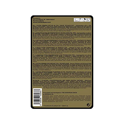 Iroha Nature - Parches Foil para Ojos Divine, Extra Reafirmantes, con Oro 24k y colágeno, 2 unidades | Parches Contorno Ojos Oro 24k Extra Reafirmantes