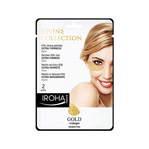 Iroha Nature - Parches Foil para Ojos Divine, Extra Reafirmantes, con Oro 24k y colágeno, 2 unidades | Parches Contorno Ojos Oro 24k Extra Reafirmantes