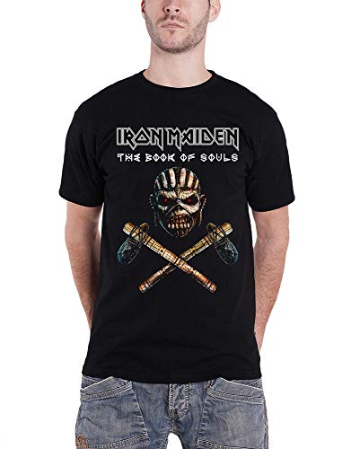 Iron Maiden T Shirt Book of Souls Axe Band Logo Mens New Black