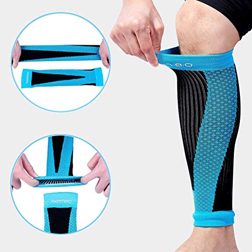 isermeo Calentadores de Pantorrilla de Compresión Graduada, Calentadores de Pierna, Mangas de Pantorrilla, para Hombres y Mujeres, Alivio del Dolor en la Pantorrilla, Azul