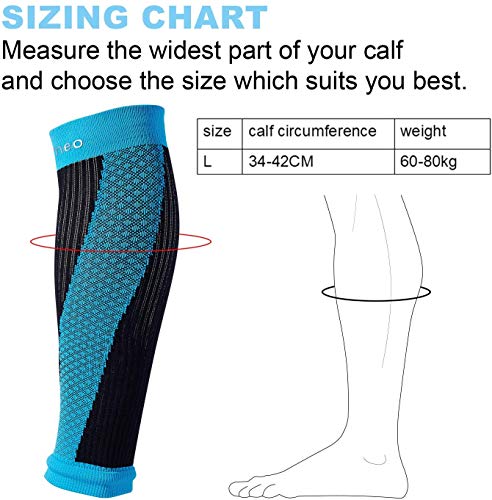 isermeo Calentadores de Pantorrilla de Compresión Graduada, Calentadores de Pierna, Mangas de Pantorrilla, para Hombres y Mujeres, Alivio del Dolor en la Pantorrilla, Azul