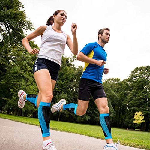 isermeo Calentadores de Pantorrilla de Compresión Graduada, Calentadores de Pierna, Mangas de Pantorrilla, para Hombres y Mujeres, Alivio del Dolor en la Pantorrilla, Azul