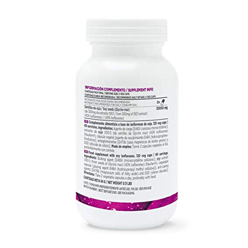 Isoflavonas de Soja de HSN | 150mg 40% Isoflavonas | Suministro para 2 Meses | Combate los Síntomas de la Menopausia: Bochornos, Sofocos | Vegano, Sin Gluten, Sin Lactosa, 120 Cápsulas Vegetales