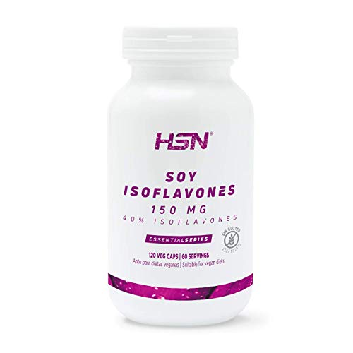 Isoflavonas de Soja de HSN | 150mg 40% Isoflavonas | Suministro para 2 Meses | Combate los Síntomas de la Menopausia: Bochornos, Sofocos | Vegano, Sin Gluten, Sin Lactosa, 120 Cápsulas Vegetales