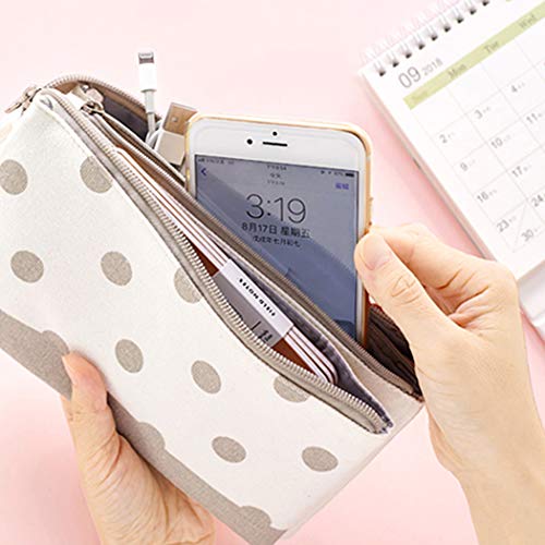 iSuperb Estuche Muje Estuche Escolar Niña Lápices Estuches Tres Pisos Bolso de Cosméticos Pencil Case (Blue Leaf)