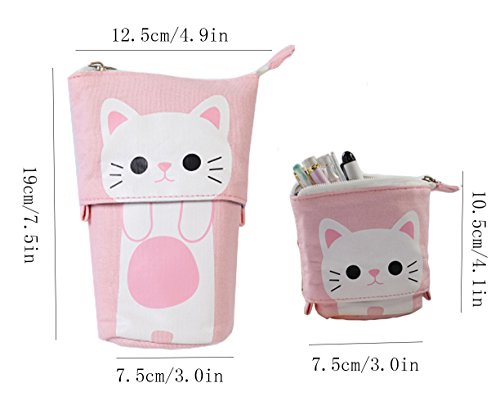 iSuperb Estuche para Lápices Desplegable Encantador Bolso de Lápices Contráctil con Cremallera Pequeña Bolsa para Lapices Estudiante Plumier Pencil Case Kawaii (Rosa)