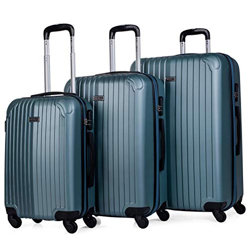 ITACA - Juego Maletas de Viaje 4 Ruedas Trolley ABS. Extensibles Rígidas Resistentes y Ligeras. Mango Asas Candado. Pequeña Cabina Low Cost, Mediana y Grande. T71500, Color Aguamarina