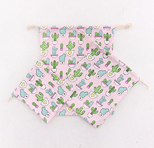 iTemer 3 piezas de bolsa de almacenamiento de algodón con diseño de cactus fresco Diseño de viga de lazo bolsa de embalaje bolsa de lona bolsa de cambio bolsa de cosméticos