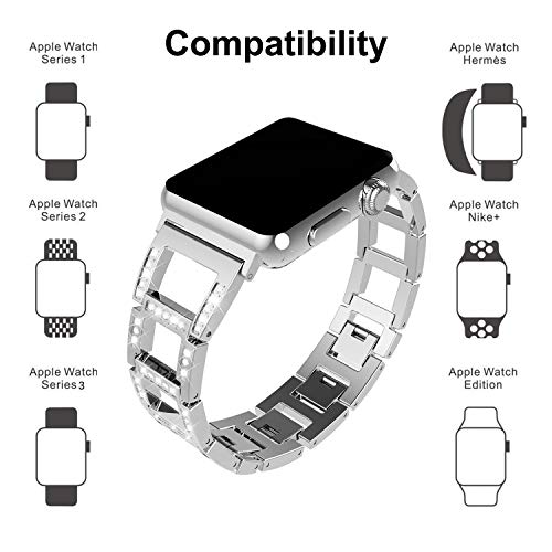 ITSHINY para Correa Apple Watch 38mm Mujer, Bandas para Iwatch Ajustables y Modernas, Accesorios de Repuesto de Pulsera metálicas Deportivas para Iwatch Series 3 2 1, Nike+ (38mm / 40mm Plata)