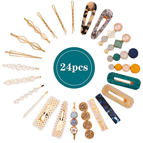 iufvbgxdh 24 pinzas de pelo con perlas, pasadores para el pelo, estilo perla, macarón, herramientas de peinado para mujeres y niñas