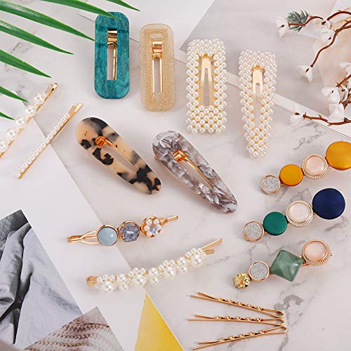 iufvbgxdh 24 pinzas de pelo con perlas, pasadores para el pelo, estilo perla, macarón, herramientas de peinado para mujeres y niñas