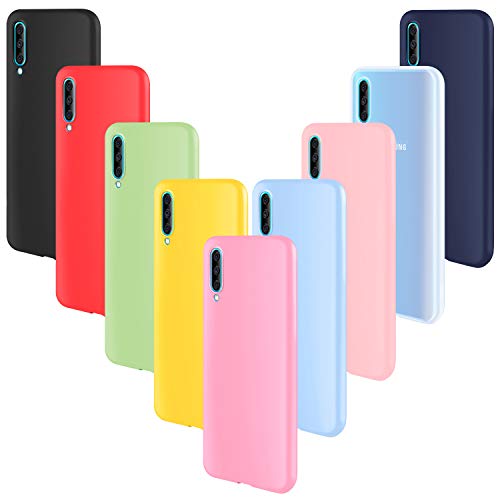 ivencase 9 × Funda Samsung Galaxy A50, Carcasa Fina TPU Flexible Cover para Samsung Galaxy A50 (Rosa Gris Rosa Claro Amarillo Rojo Azul Oscuro Translúcido Negro Azul Claro)