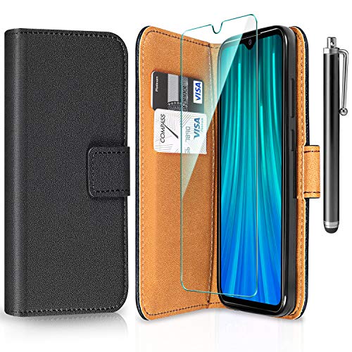 ivencase para Funda Xiaomi Redmi Note 8 Pro + Protector de Pantalla + Pen, Libro Caso Cubierta la Tapa magnética Protector de Billetera Cuero de la PU Carcasa para Xiaomi Redmi Note 8 Pro - Negro