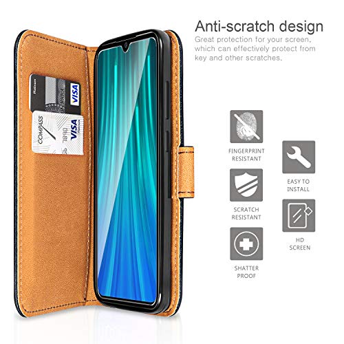 ivencase para Funda Xiaomi Redmi Note 8 Pro + Protector de Pantalla + Pen, Libro Caso Cubierta la Tapa magnética Protector de Billetera Cuero de la PU Carcasa para Xiaomi Redmi Note 8 Pro - Negro