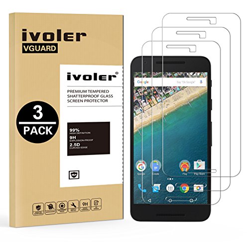 ivoler [3 Unidades] Protector de Pantalla para LG Google Nexus 5X, Cristal Vidrio Templado Premium