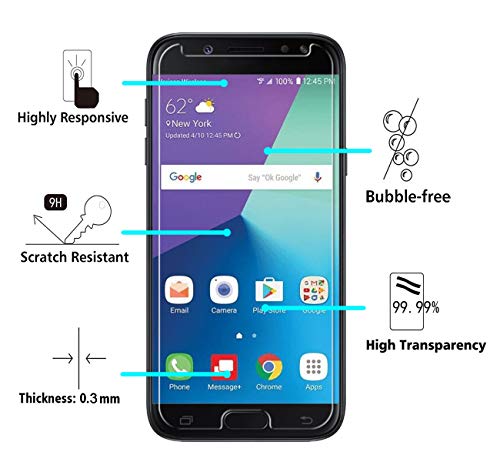 ivoler [4 Unidades] Protector de Pantalla Compatible con Samsung Galaxy J7 2017, Cristal Vidrio Templado Premium [Dureza 9H] [Anti-Arañazos] [Sin Burbujas]