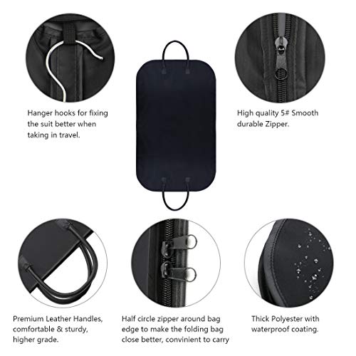 iwill CREATE PRO 100 * 60cm Bolsa de Ropa para Viaje, Bolsa de Uniformes, Manijas de Cuero, Ventana de Vista Transparente con Agujero para Colgar, Negro