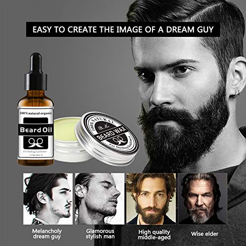 J TOHLO Kit de crema de barba y aceite de barba premium para hombres, Vegano, aceite de barba totalmente natural para hombres probado para curar la picazón de la barba, promover un crecimiento