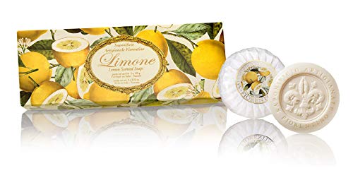 Jabón de limón, pack regalo 3 pastillas de 100 g, Jabón artesanal italiano de Fiorentino