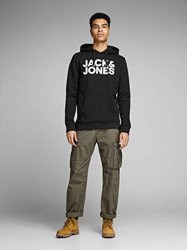 Jack & Jones Jjecorp Logo Sweat Hood Noos Capucha, Negro (Blackschwarz), Small para Hombre