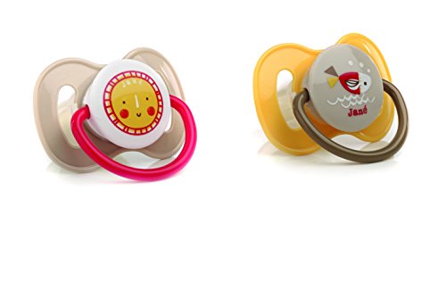 Jané Chupete Anatómico en Látex, 2 unidades, a partir de 0 meses, Libre de BPA, Incluye 2 Colores