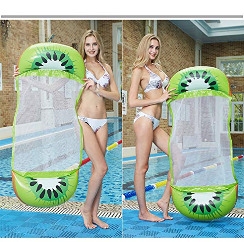 JanTeelGO Cama Flotante Inflable, Sofá de Aire al Aire Libre de Verano Mejorado Hamaca de Agua Tumbonas Balsas, Piscina para Adultos Playa para Relajarse Tomar el Sol Fiesta en la Piscina (Kiwi)