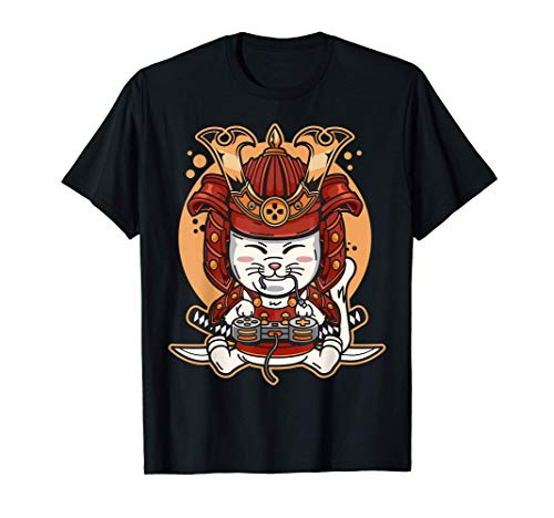 Japanese Samurai Playing Video Games Warrior Armor Sword Camiseta