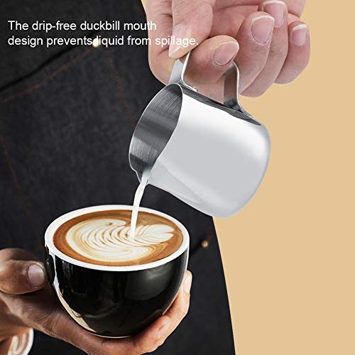 Jarra espumosa de la leche, jarra de la jarra del café de Creamer de la taza que hace espuma del acero inoxidable para el arte del latte del cappuccino del café express(100ml)
